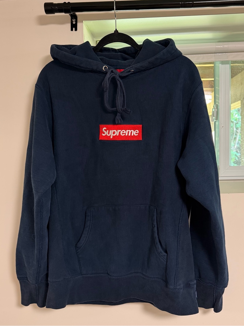 SUPREME Authentic Navy Heavyweight Box Logo Hoodie